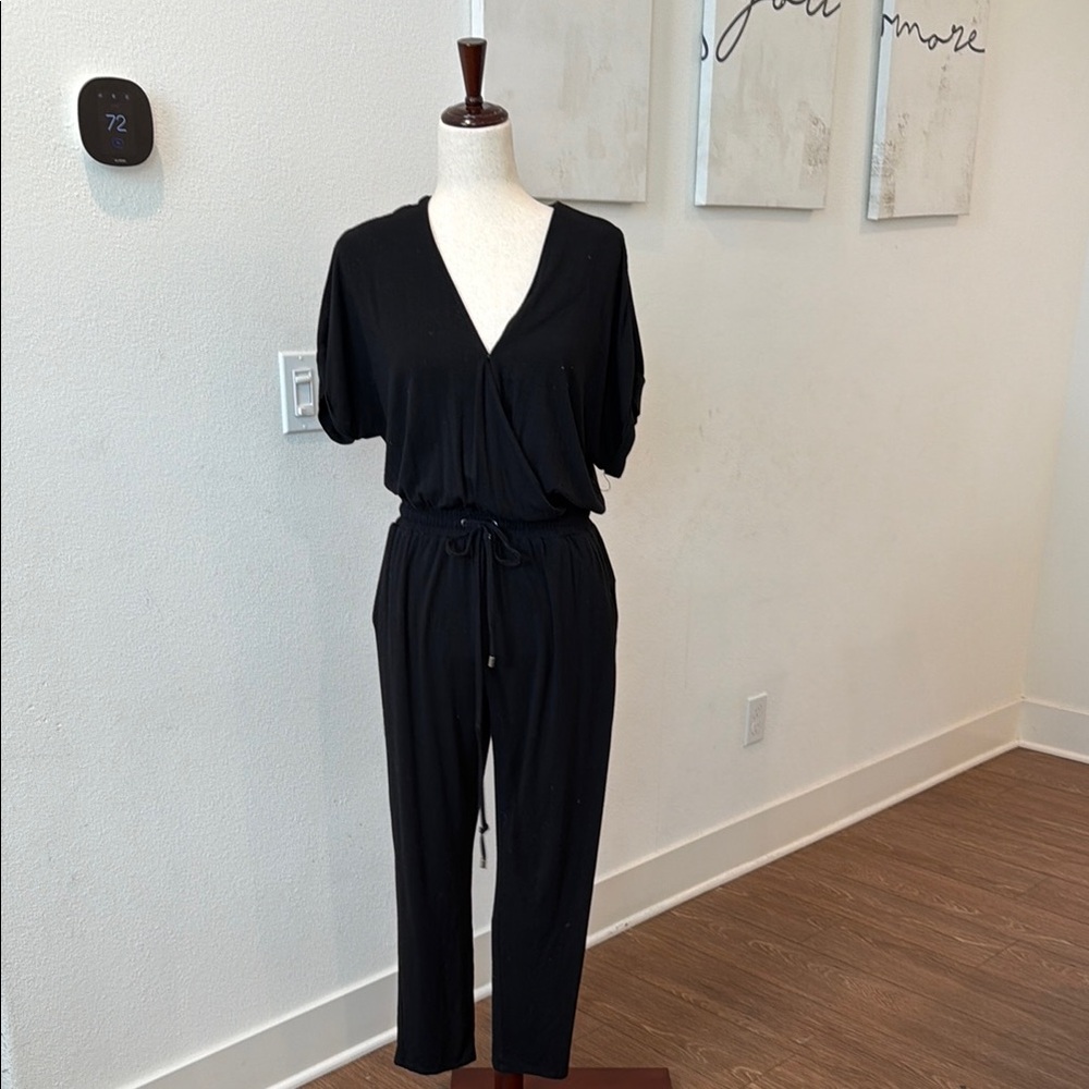 Felicity & Coco Black V-Neck Drawstring Jumpsuit